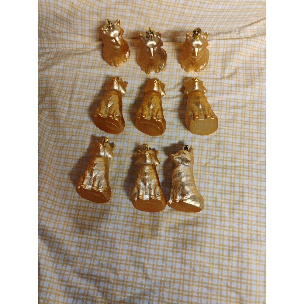 Wolf Shaped Christmas Decor Ornaments Gold Color